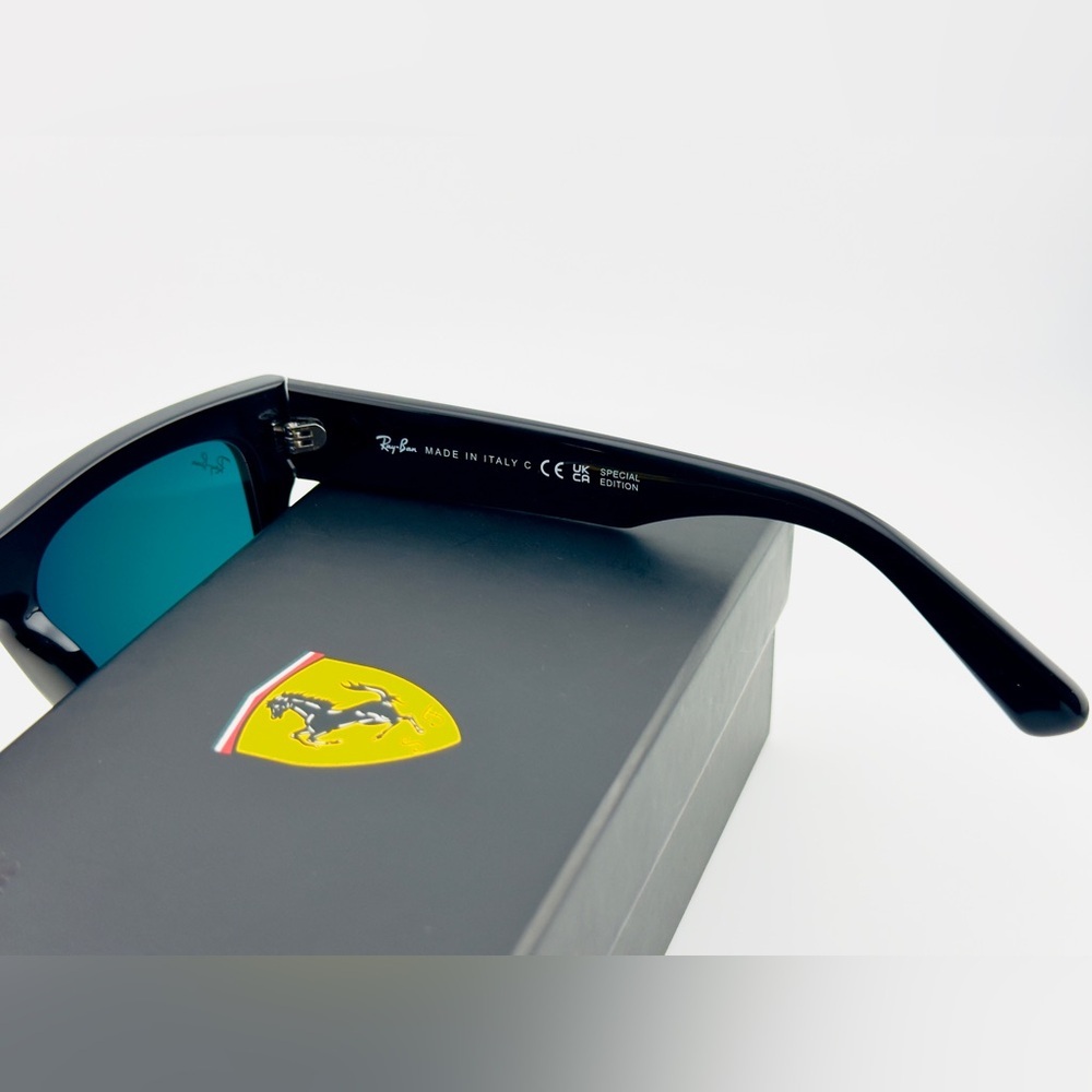 Ray-Ban Scuderia Ferrari Sunglasses RB2217M Black Frame Yellow-Orange Lenses - Picture 11 of 14